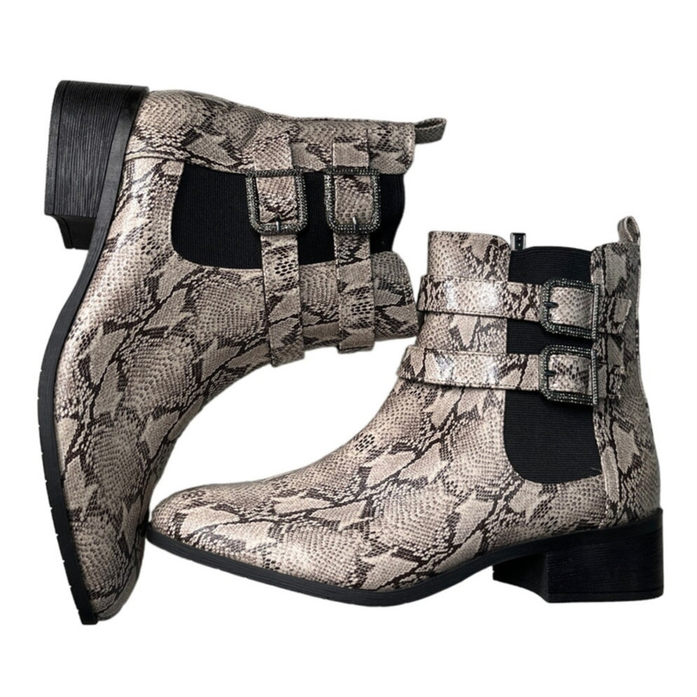 Kenneth Cole Snakeskin Design Ankle Boots - Salt Biker Jewel size 7 1/2 M